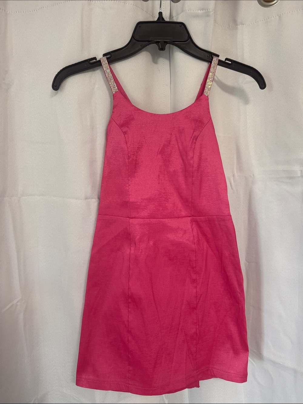 Xtraordinary Hot Pink Rhinestone Strap Girls' Formal Dress